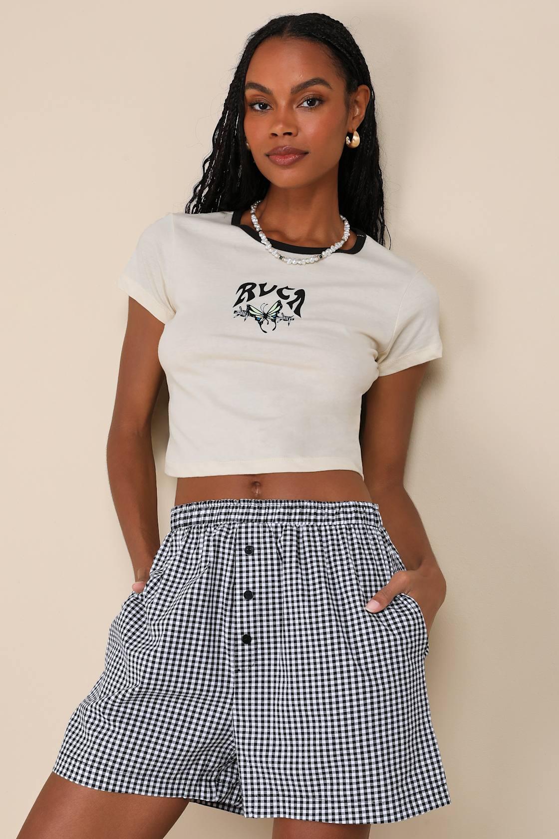 Comfy Season Black and White Gingham Boxer Shorts Product Image