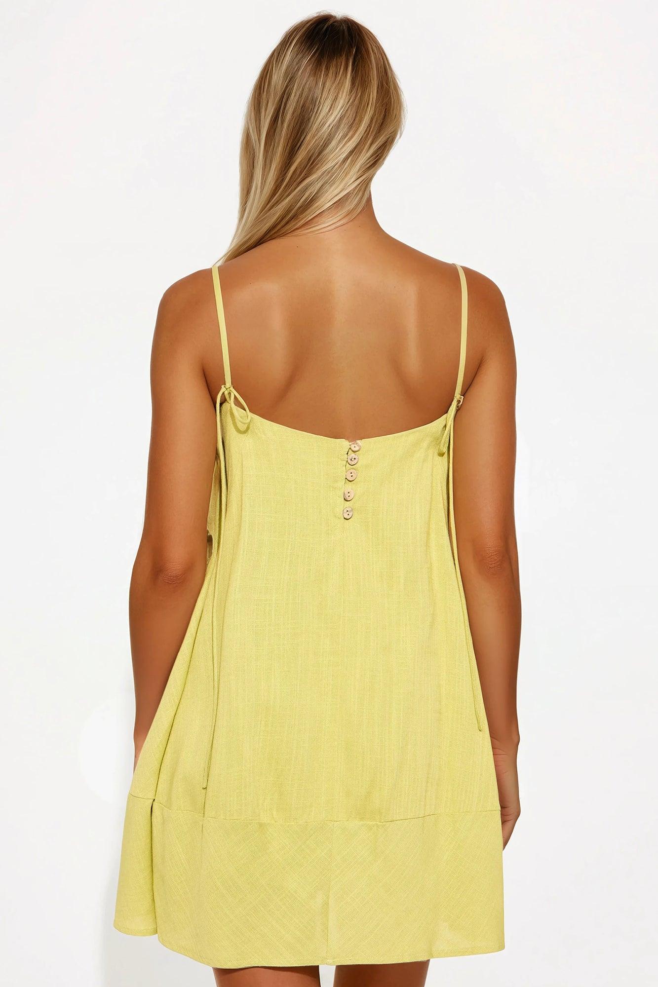 Genesis Linen Sleeveless Mini Dress - Chartreuse Product Image