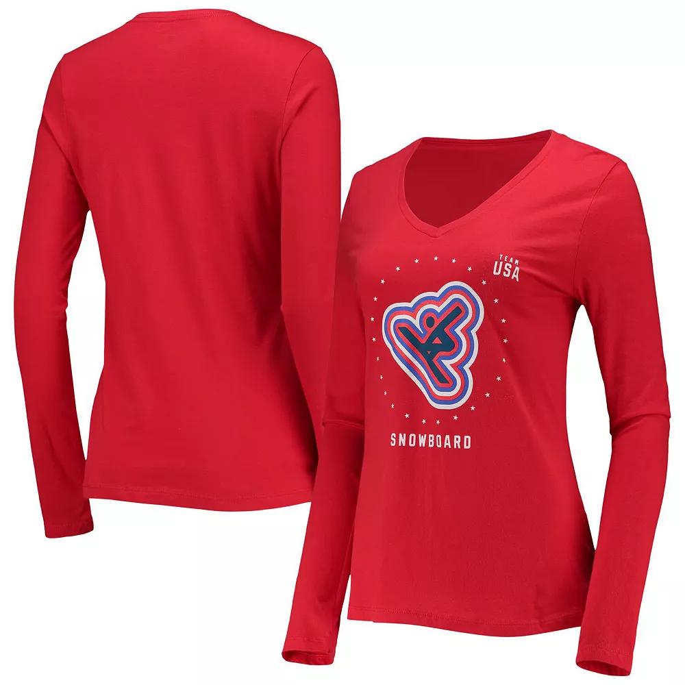 Women's Fanatics Branded Red Team USA Snowboarding Long Sleeve T-Shirt,  Product Image