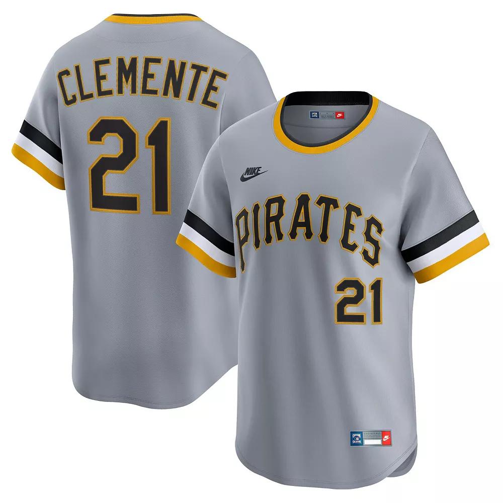 Men's Nike Roberto Clemente Gray Pittsburgh Pirates Throwback Cooperstown Collection Limited Jersey, Size: 3XL, Grey Product Image