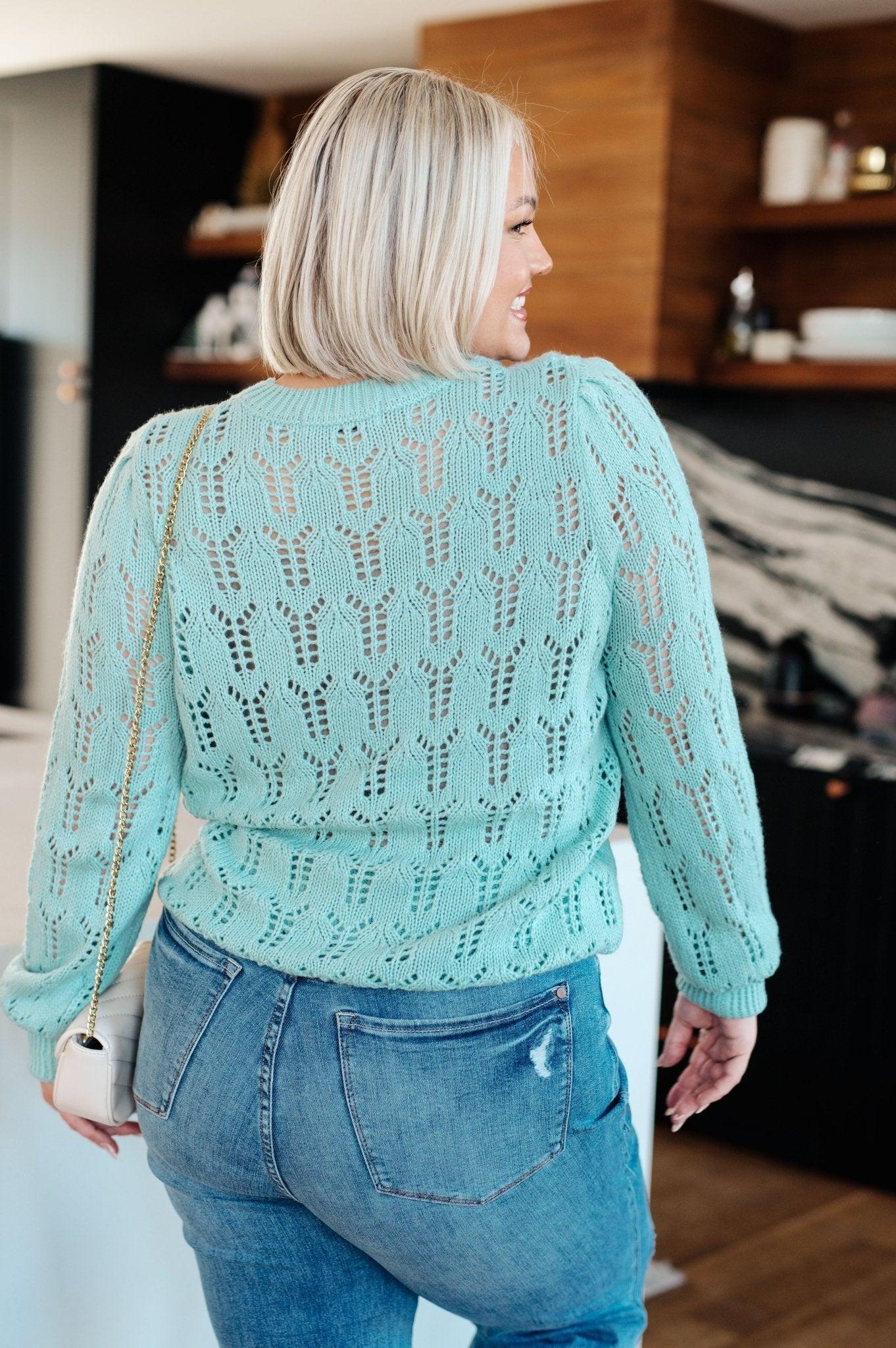 Hole In One Sheer Pointelle Knit Sweater Product Image