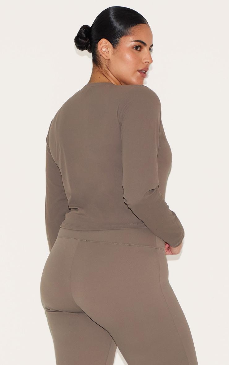 Brown Sculpt Long Sleeve Gym Top Product Image