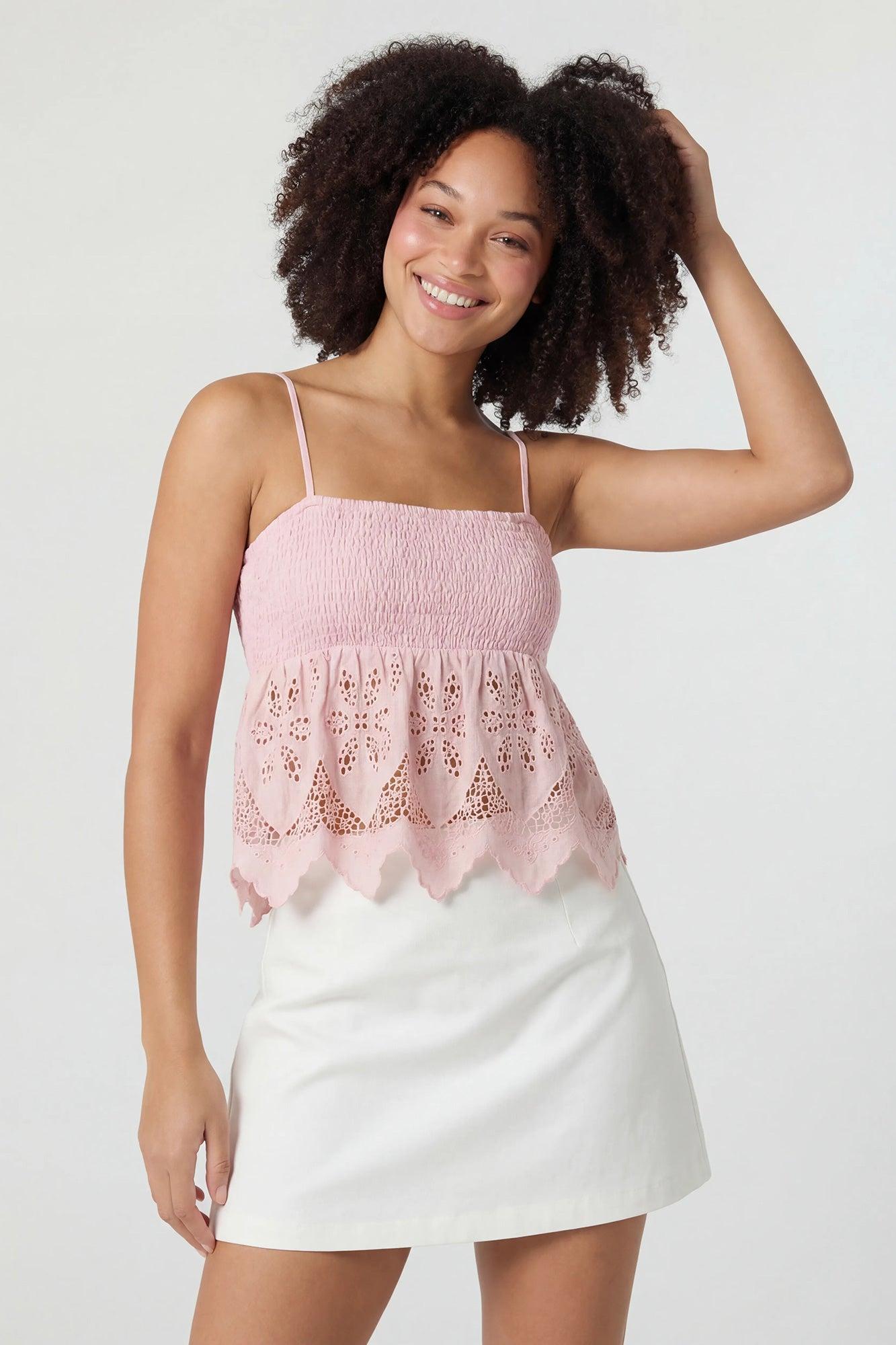 Eyelet Babydoll Tank Female Product Image