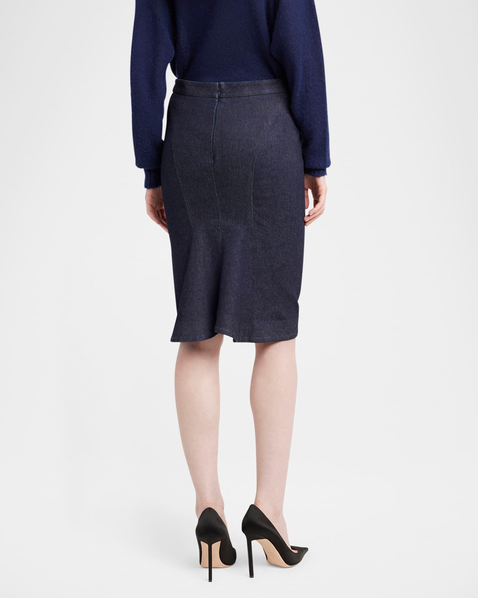 Stretch Denim Tailored Skirt Product Image