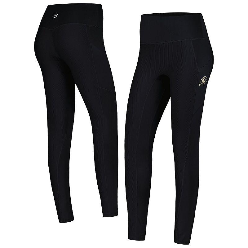 Women's KadyLuxe Black Colorado Buffaloes 7/8 Mixed Media Pocket iLeggings,  Product Image