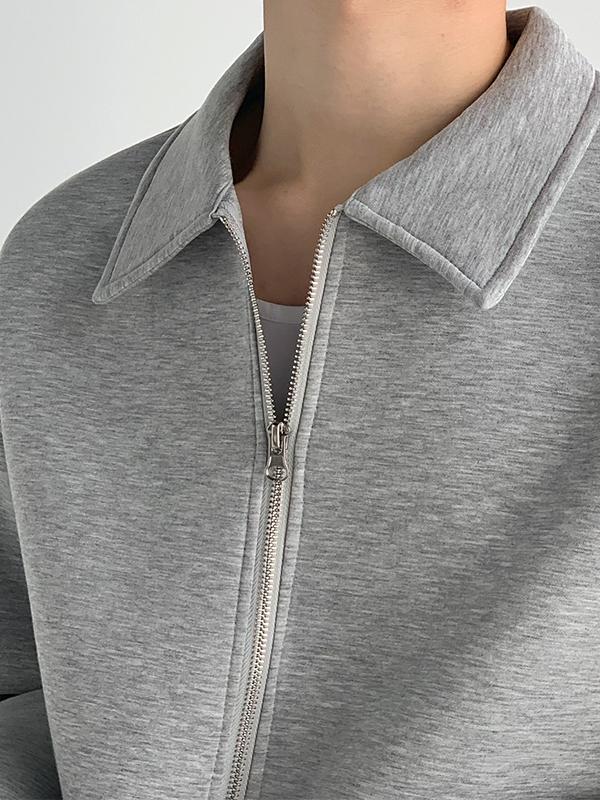Men's Solid Lapel Neck Double Zip Outwear Product Image