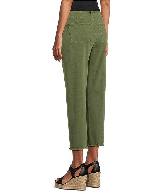 John Mark Petite Size Colored Denim Wide Leg 5-Pocket Frayed Hem Jeans Product Image