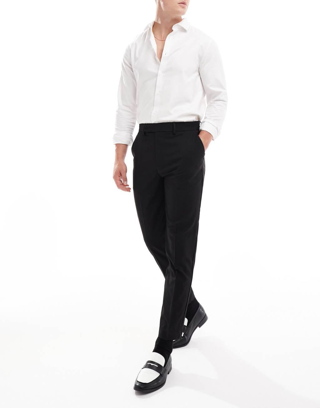 ASOS DESIGN tapered smart trousers in black Product Image