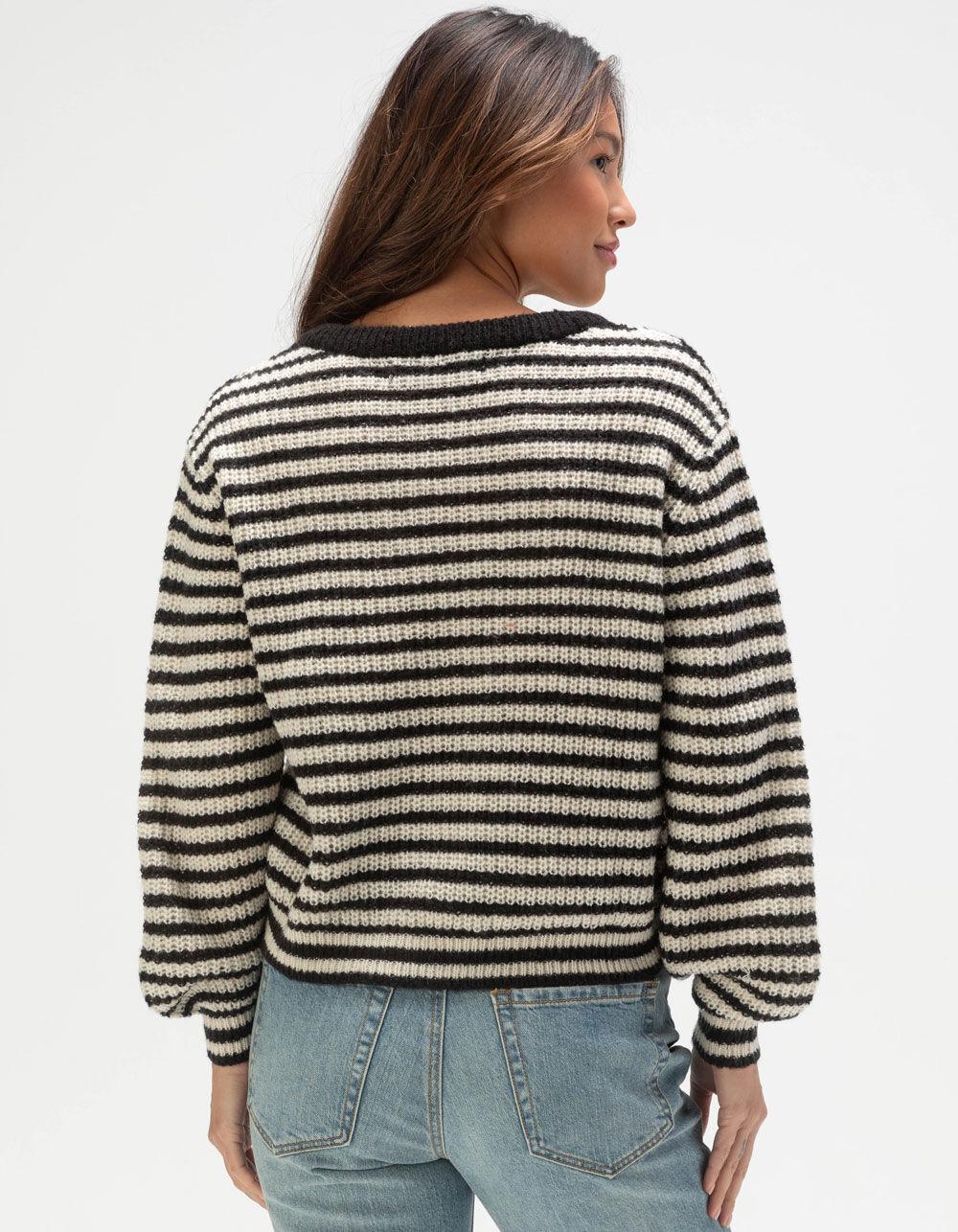 VERO MODA Womens Stripe V-Neck Sweater - BLK/WHT Product Image