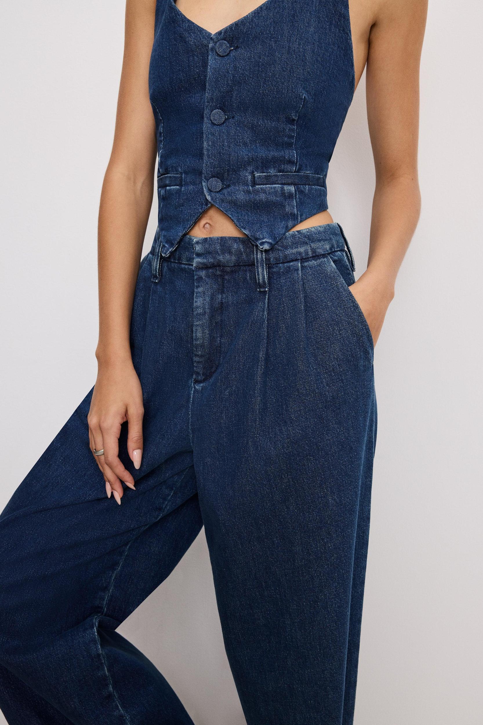 90S PLEATED  DENIM TROUSERS | INDIGO724 Product Image