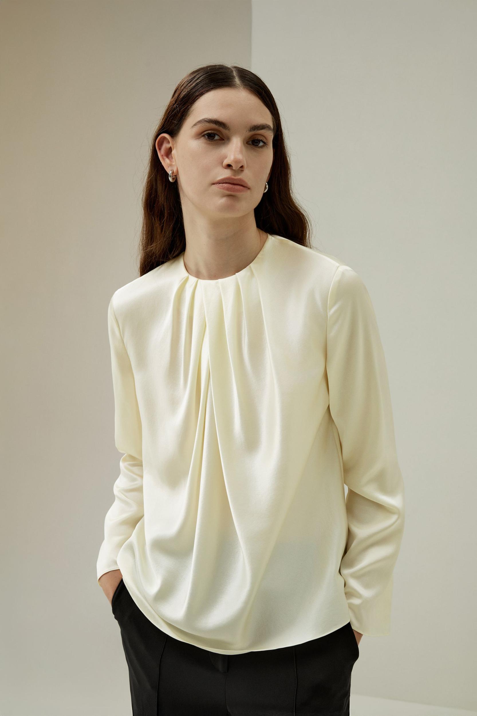 LILYSILK Silk Tops - for Women - Navy Blue 100% Natural Pure Silk - Comfort and Style Long Sleeves Shirts XL Product Image