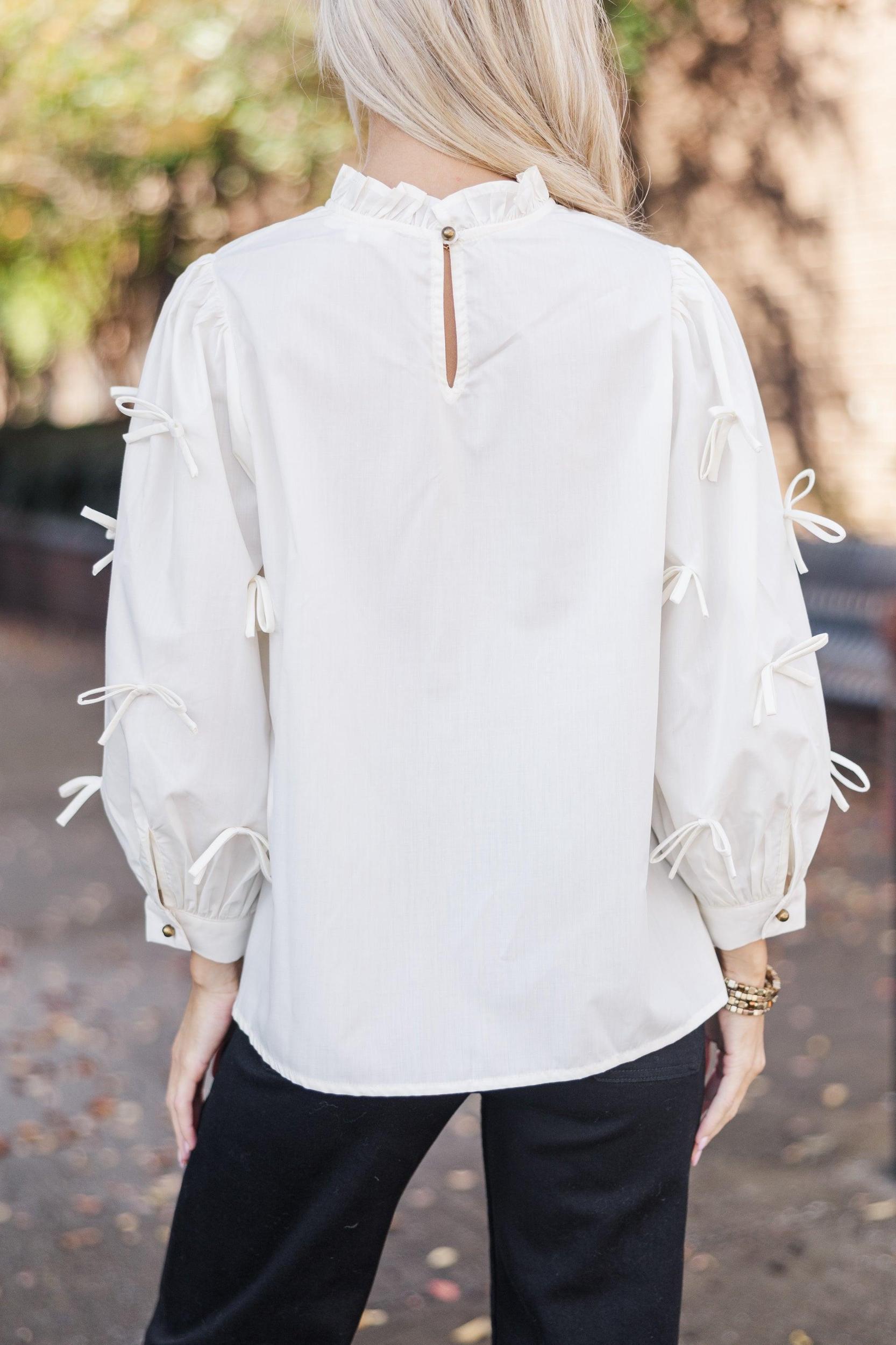 All Up To You Vanilla White Bow Detail Blouse Female Product Image