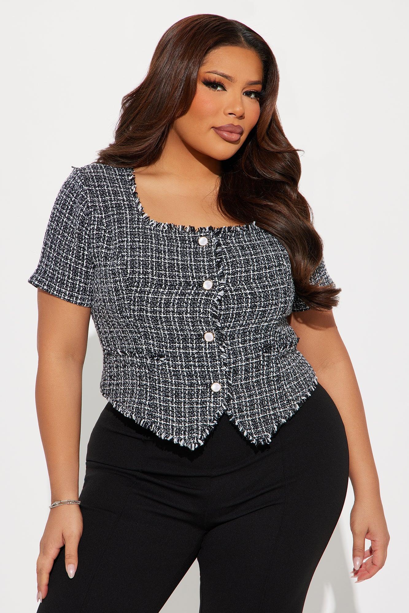 Elegant Beauty Tweed Top - Black Product Image