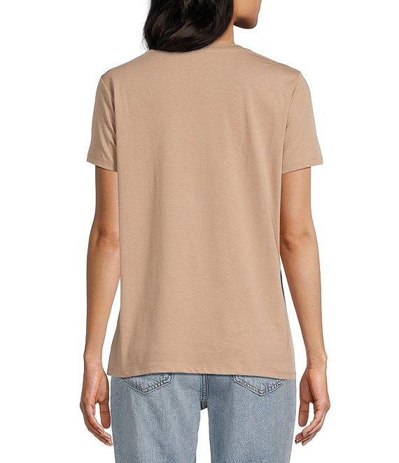 Guess Logo Detailed/Desert Flower Rhinestone Graphic Short Sleeve T-Shirt Product Image