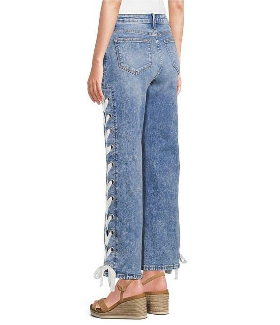 Driftwood Stretch Denim High Rise Lace Jeans Product Image