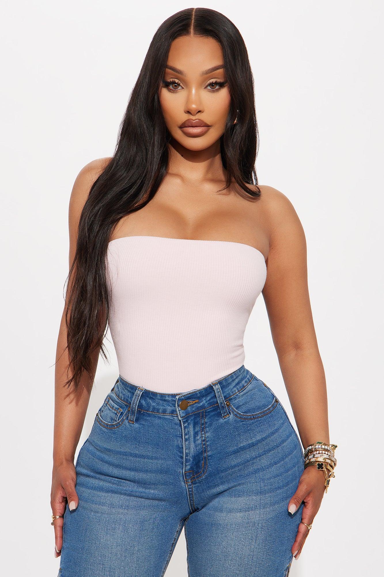 Demi Double Lined Tube Bodysuit - Pink Female Product Image