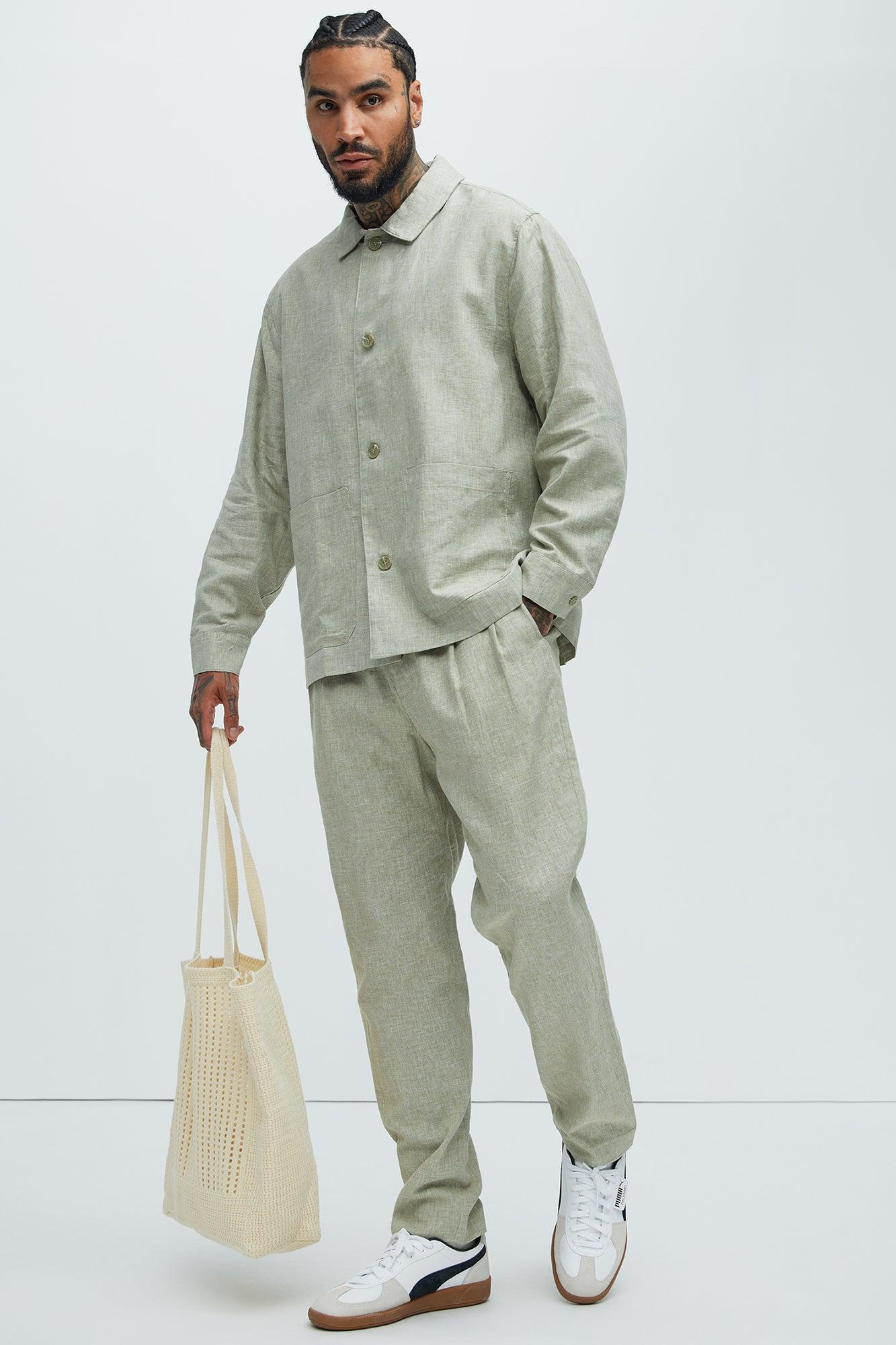 Bahamas Linen Chore Jacket - Green Product Image