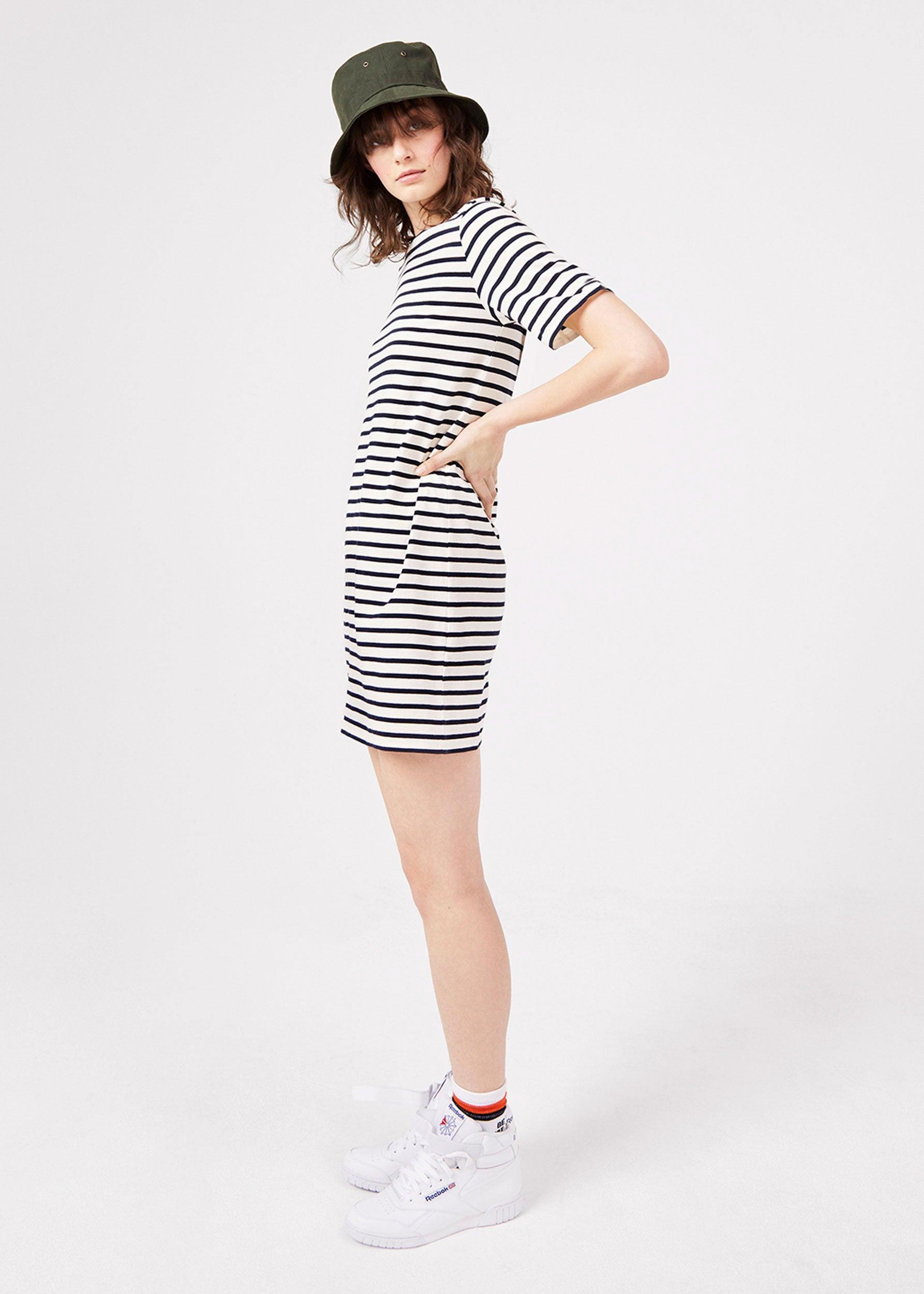 The Tee Dress - Cream/Navy Female Product Image