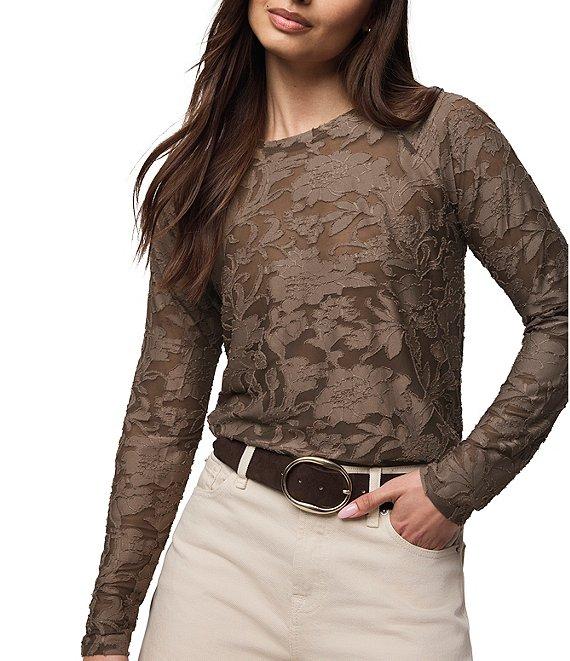 Splendid Cecelia Floral Burnout Crew Neck Long Sleeve Tee Product Image