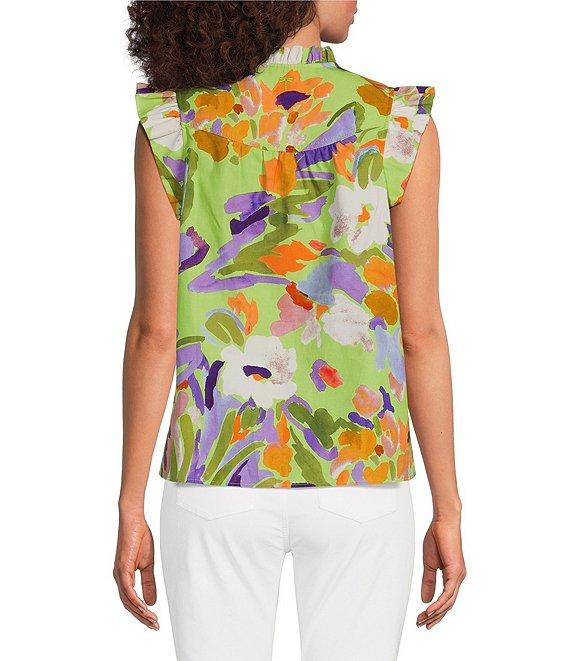 tyler boe Piper Floral Split Ruffle V-Neck Flutter Sleeve Top Product Image