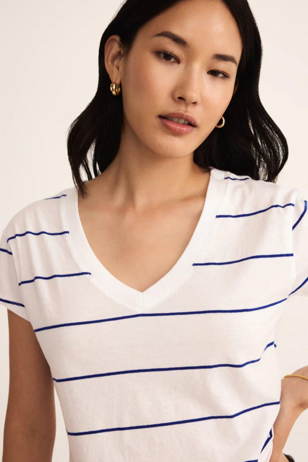 Striped Modern V-Neck Tee Product Image
