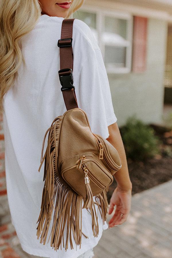 Trip Of My Life Fringe Fanny Pack In Khaki Product Image