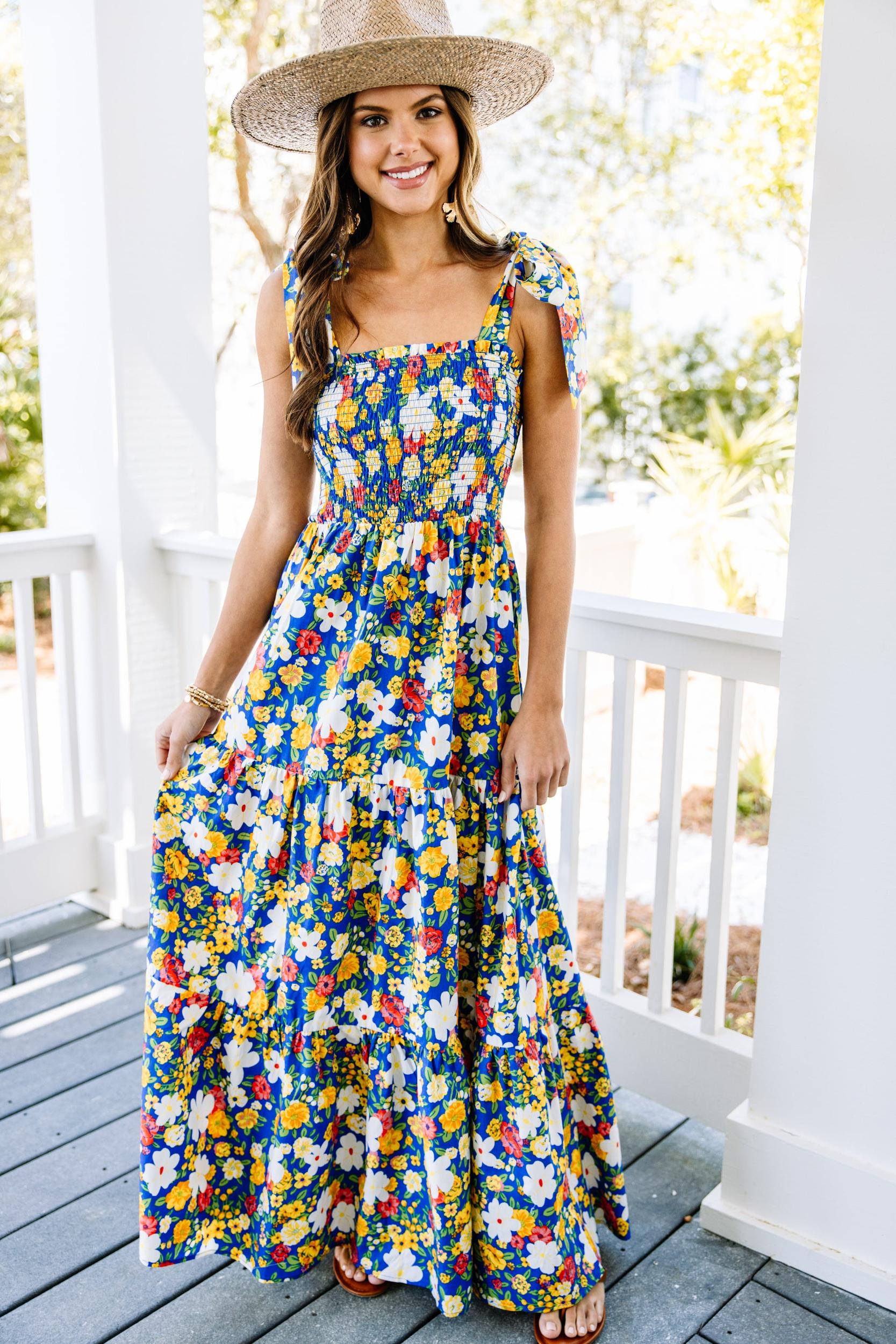 In Your World Navy Blue Floral Maxi Dress Female Product Image