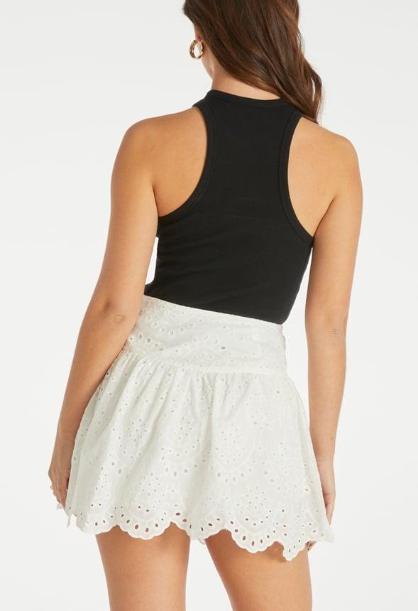 Eyelet Ruffle Mini Skirt Product Image