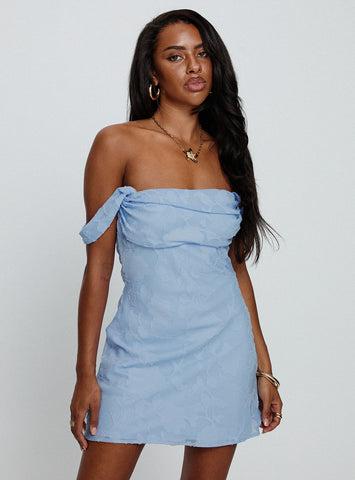 Zabbarra Off The Shoulder Mini Dress Blue Product Image