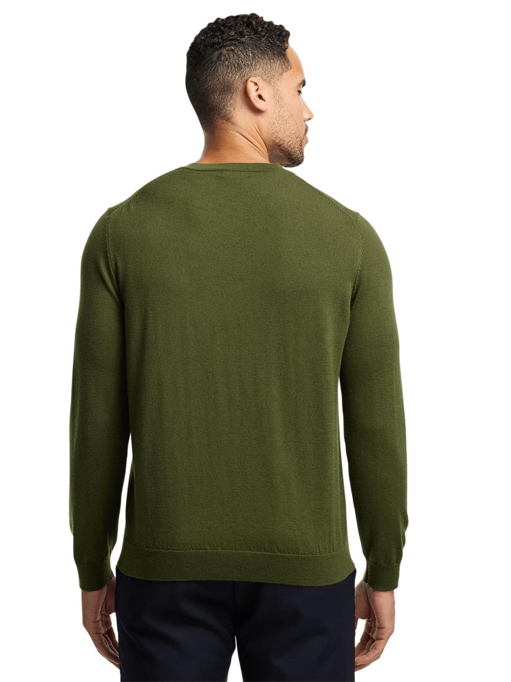 Merino Wool V-neck Sweater - Green Product Image