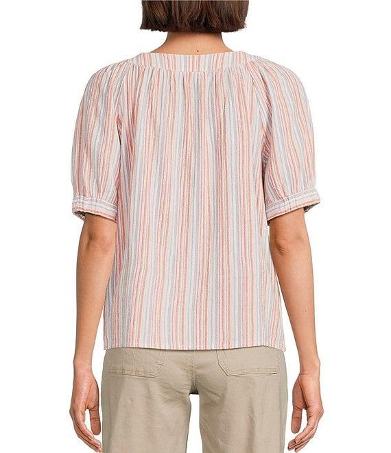 Westbound Striped Short Sleeve Square Neck Top Product Image