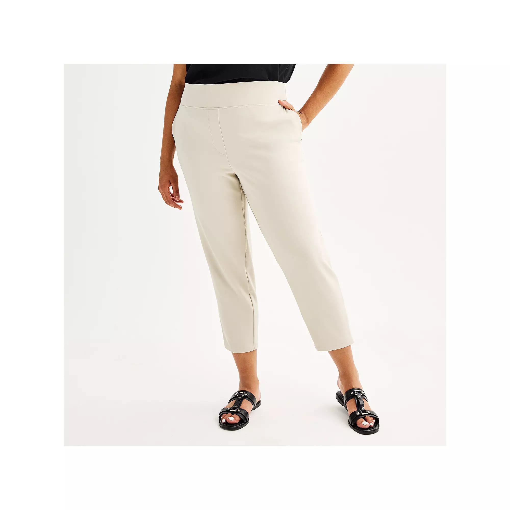 Plus Size Nine West Pull-On Straight Ankle Pants, Women's, Size: 5XL, Practical Beige Product Image