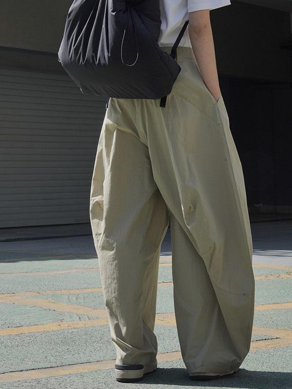Loose Wide Leg Solid Color Split-Joint Casual Pants Bottoms Trousers Product Image