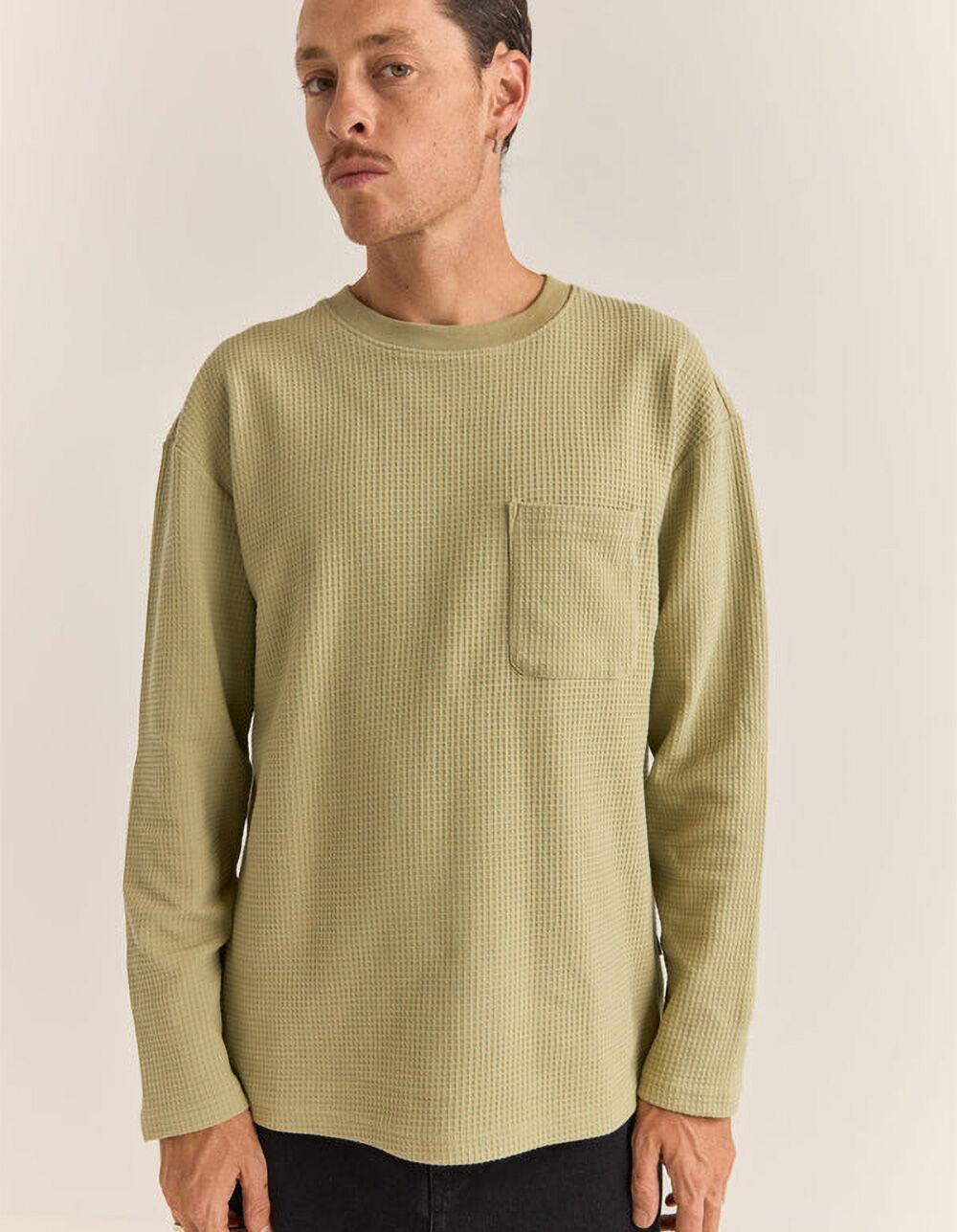 RHYTHM Vintage Waffle Mens Long Sleeve Pocket Tee - FATIGUE Product Image