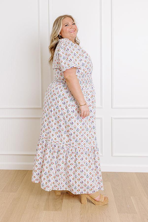 Brunch Babe Floral Maxi Dress in White Curves Product Image