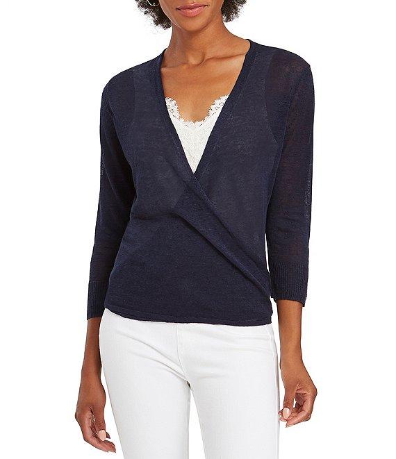 NIC + ZOE Lightweight 4-Way Linen Blend Open Front 3/4 Sleeve Cardigan Product Image