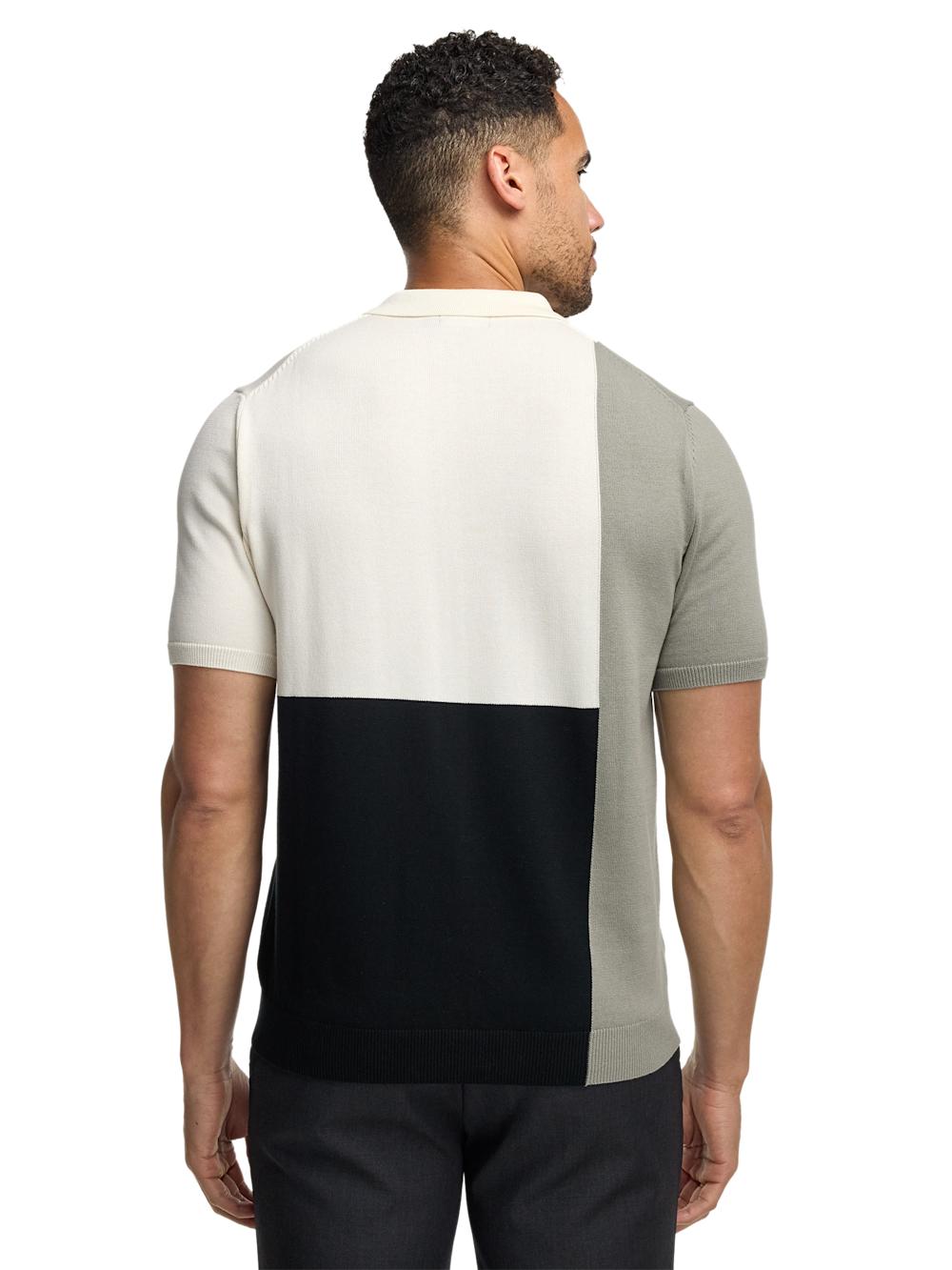 Cotton Three Button Polo - Black/white Product Image