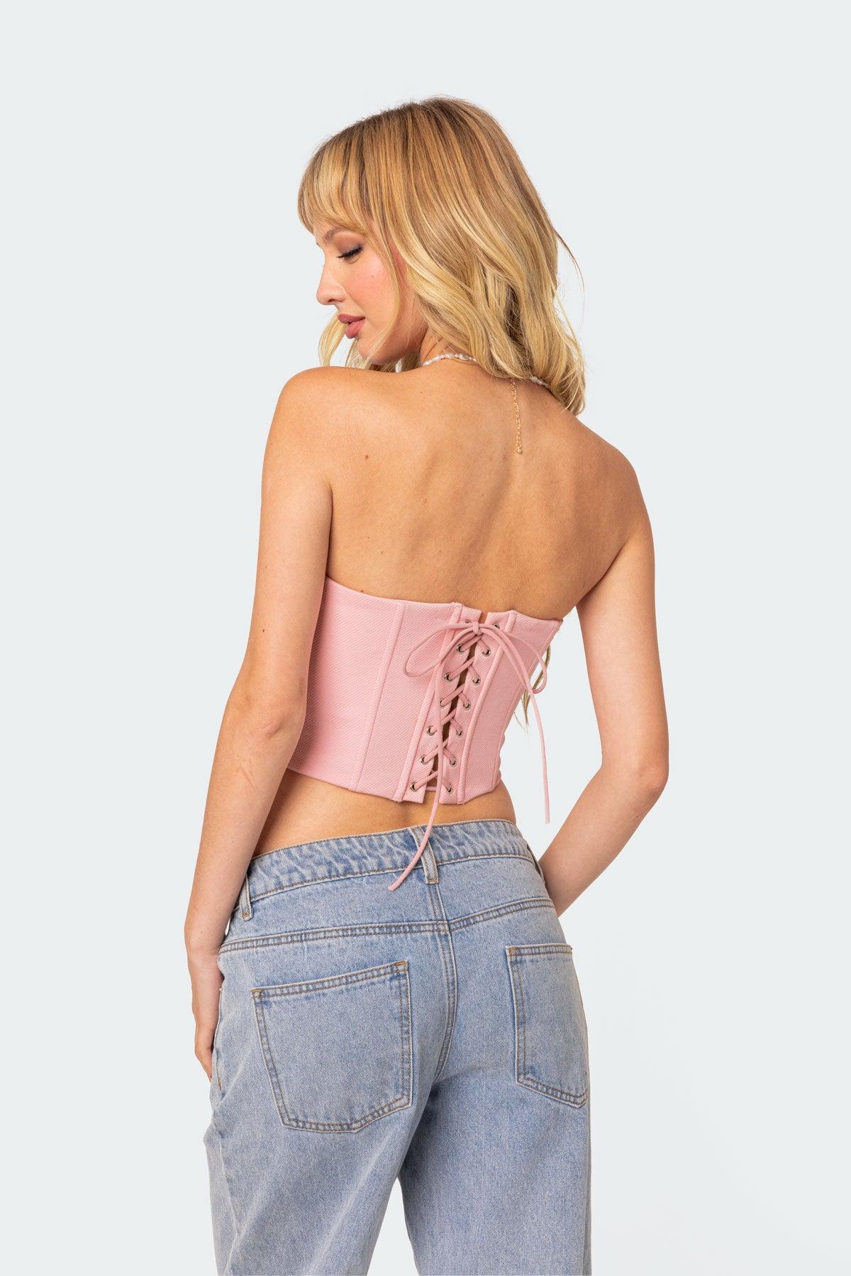 Tempting Textured Ruffle Hem Corset Product Image