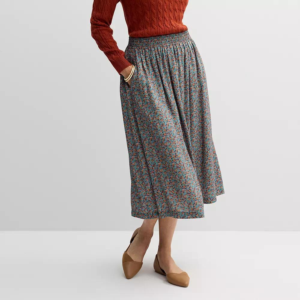 Petite Croft & Barrow Tiered Polished-Front Pull-On Skirt, Women's,  Product Image