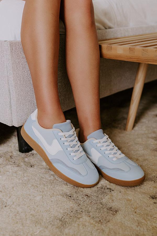 The Miley Faux Leather Sneaker in Sky Blue Product Image