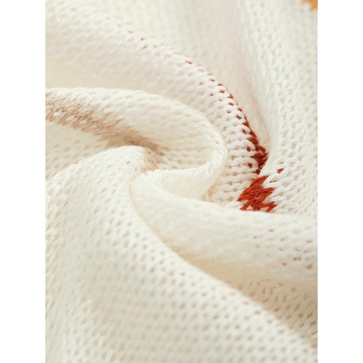 Plus Size UltraCool Rainbow Striped Open Front Pocket Cardigan Ivory Women Casual Loose Long Sleeve Dailywear Cardigans BloomChic 18-20/2X Product Image