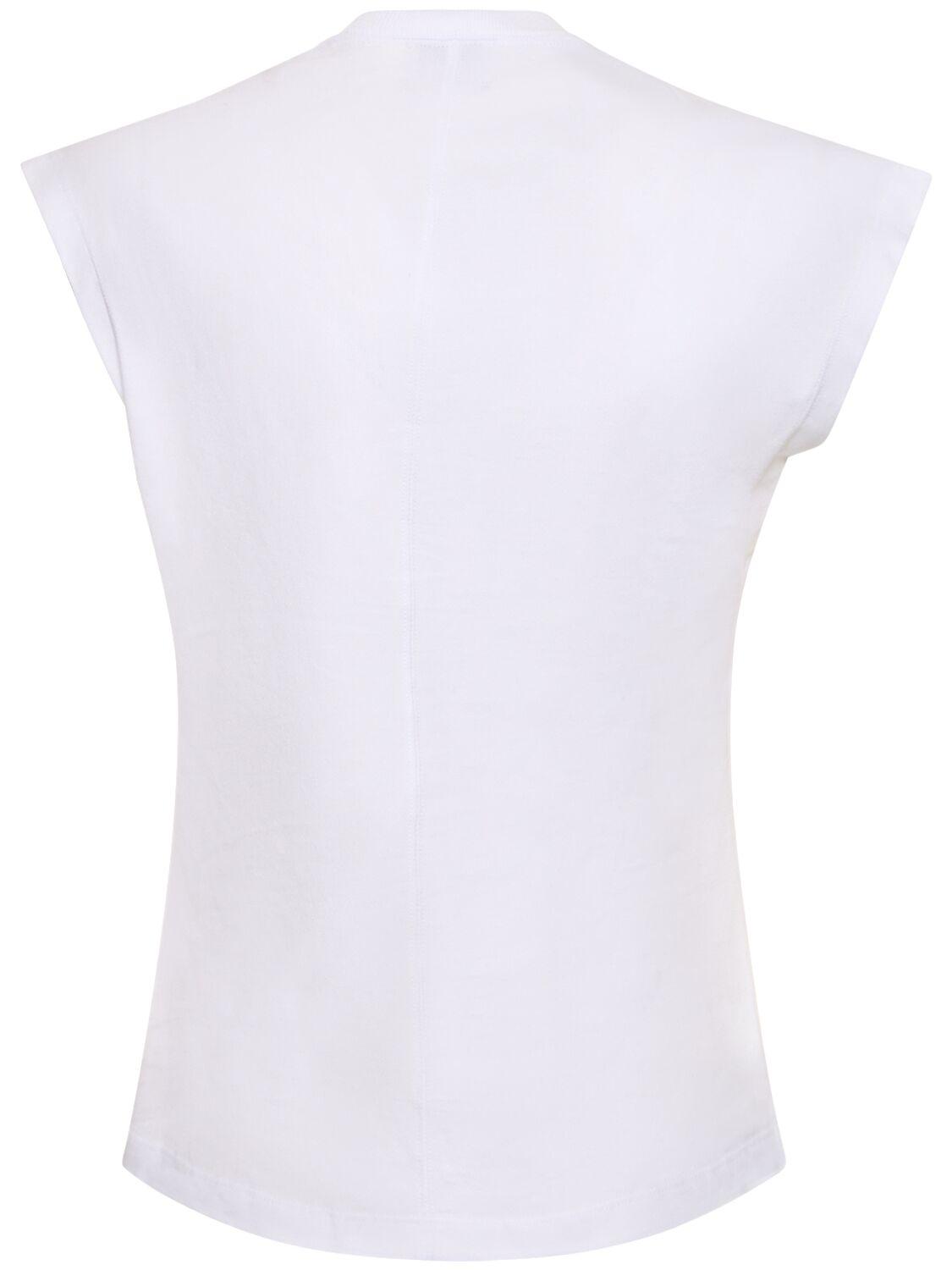 ISABEL MARANT Cap Sleeves Knot-detail Cotton Top In White Product Image