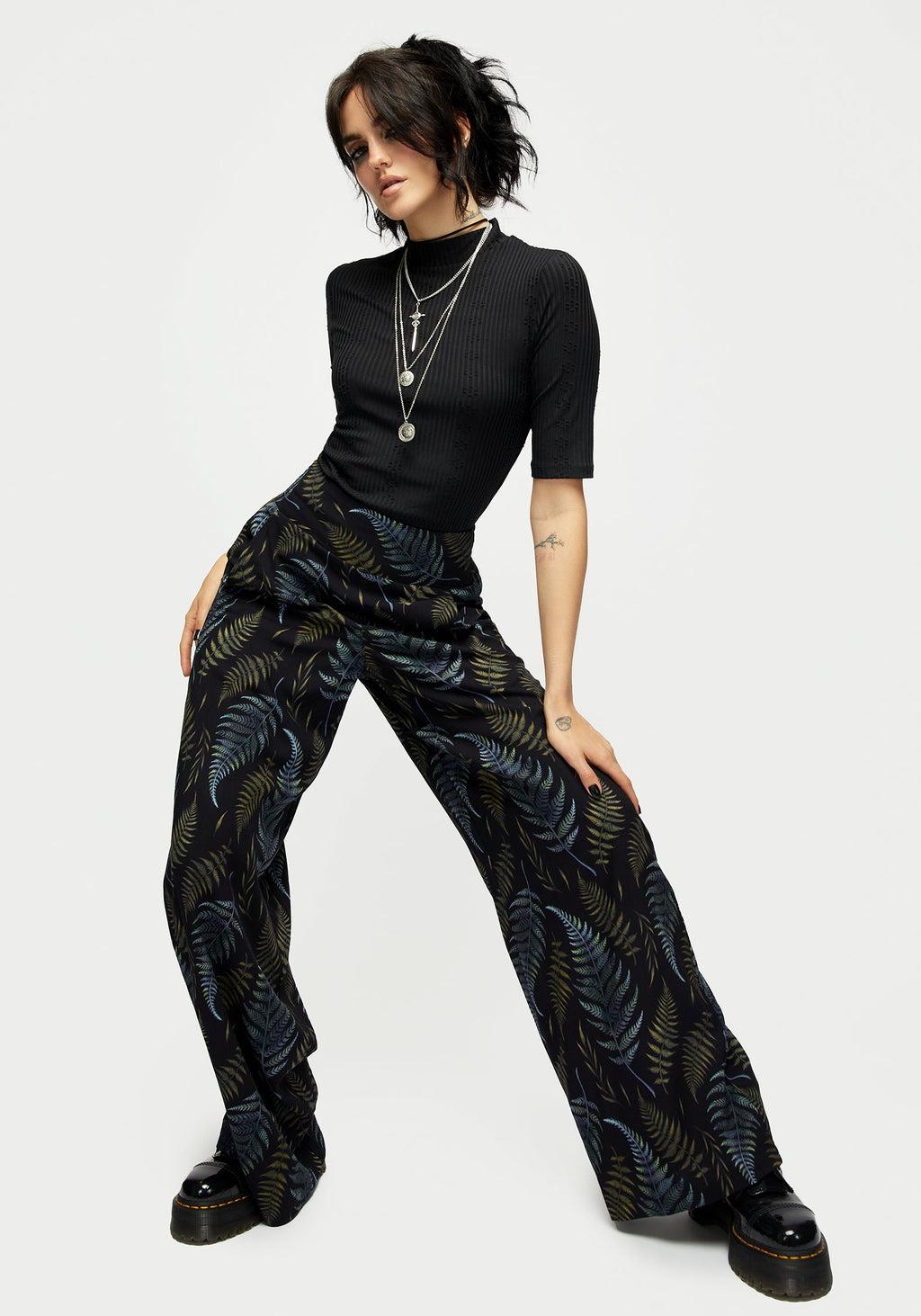 Frond Print Wide Leg Smocked Trouser Product Image