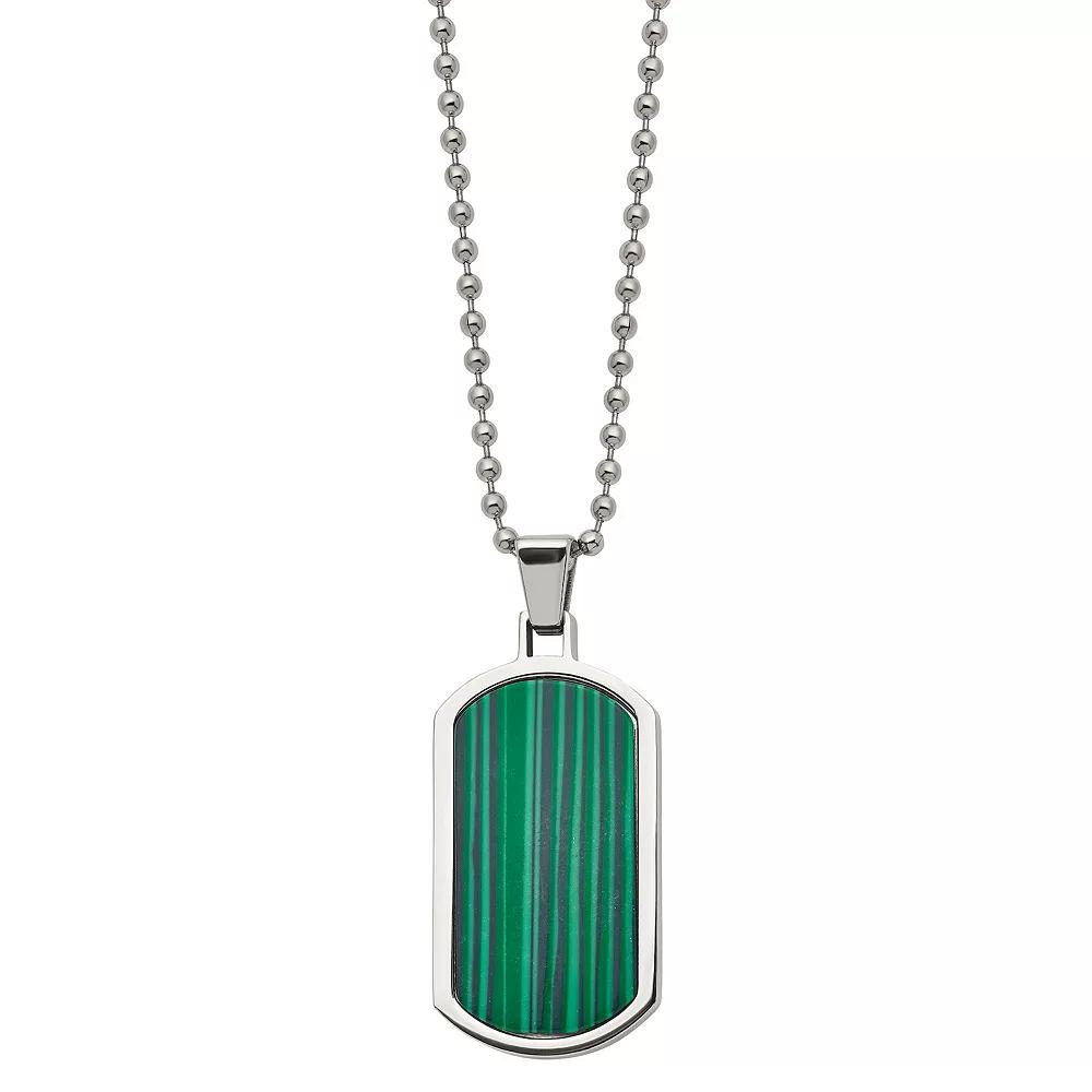 Men's Stainless Steel Malachite Inlay Dog Tag Necklace,  Product Image