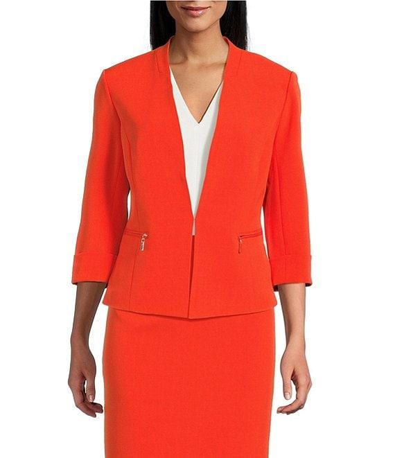 Kasper Crepe Fly Front Slim Leg Pants Product Image