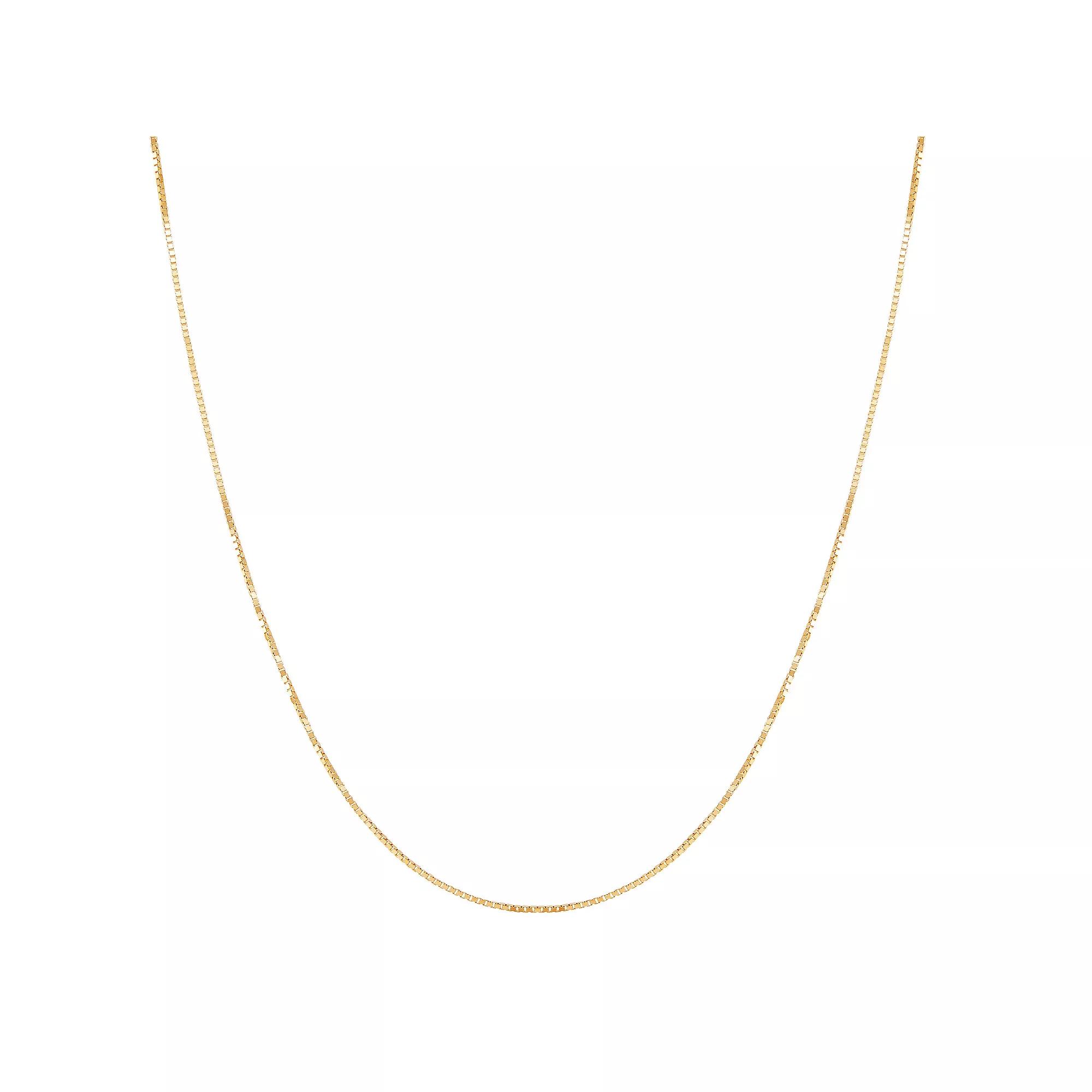 Everlasting Gold 10k Gold 0.7 mm Solid Box Chain Necklace, Womens Product Image