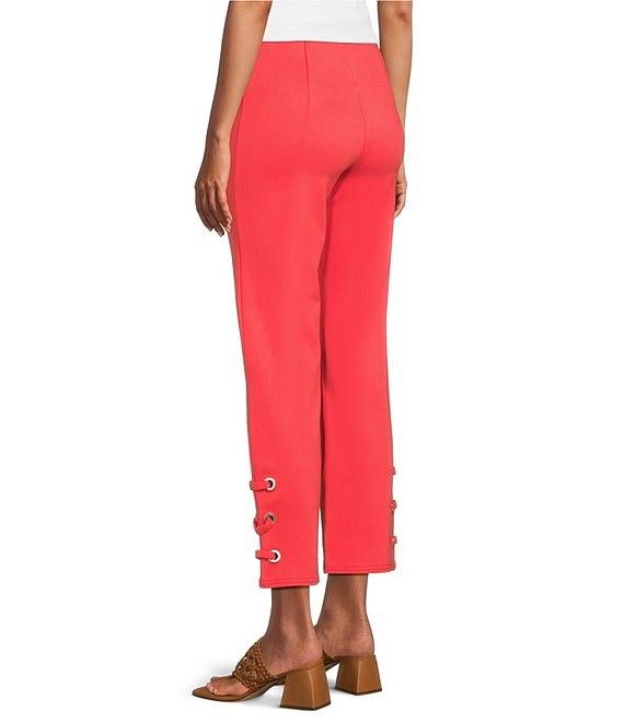 Slim Factor by Investments Ponte Knit No Waist Slim Leg Grommet Ankle Pants Product Image