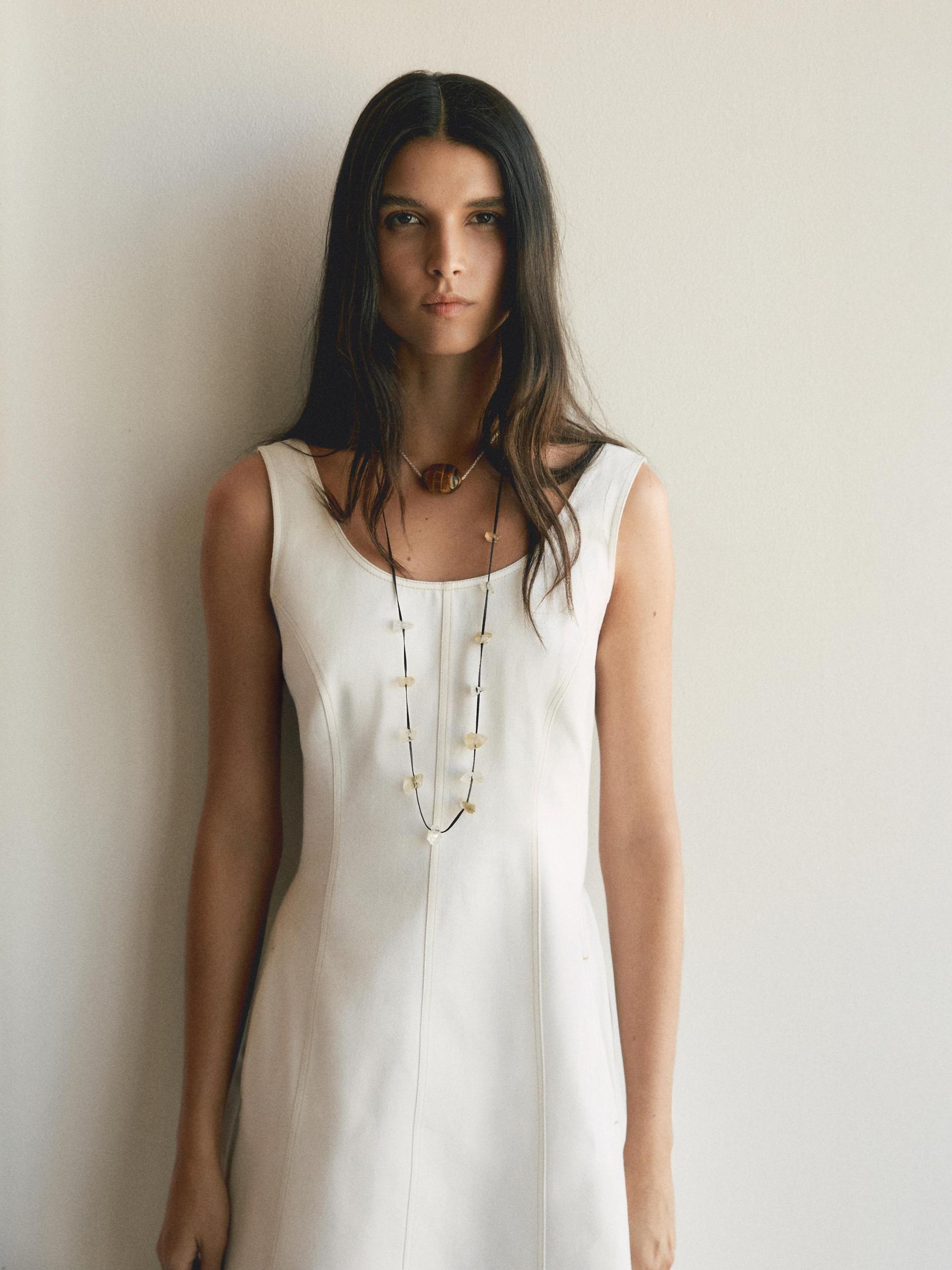 100% cotton denim midi dress Product Image