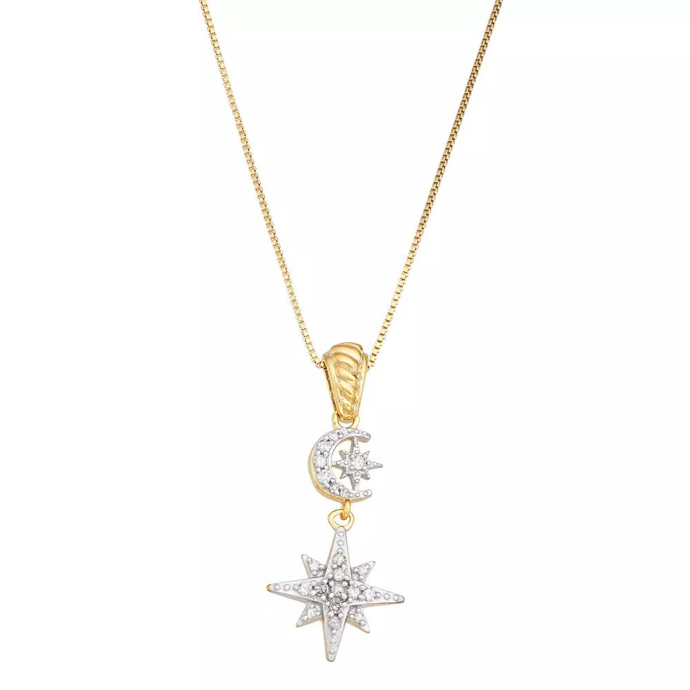 Jewelexcess 14k Gold Over Silver 1/5 Carat T.W. Diamond Starburst Pendant Necklace, Women's, Size: 18", 14k Gold Plated Product Image