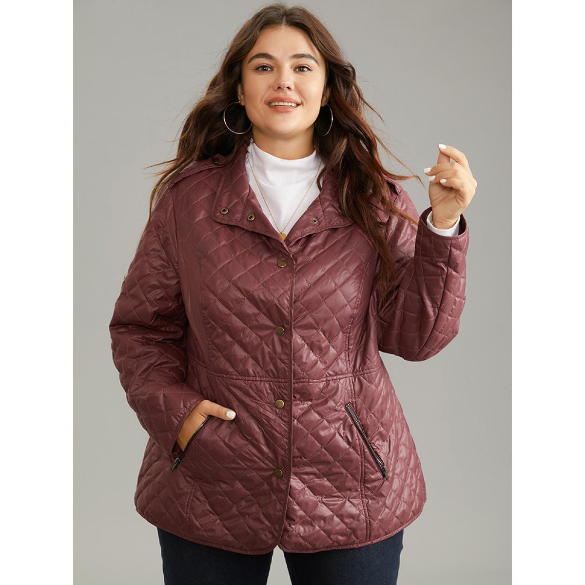 Plus Size Women Dailywear Plain Plain No stretch 14-16/1X Pocket Casual Quilted Jackets BloomChic Product Image